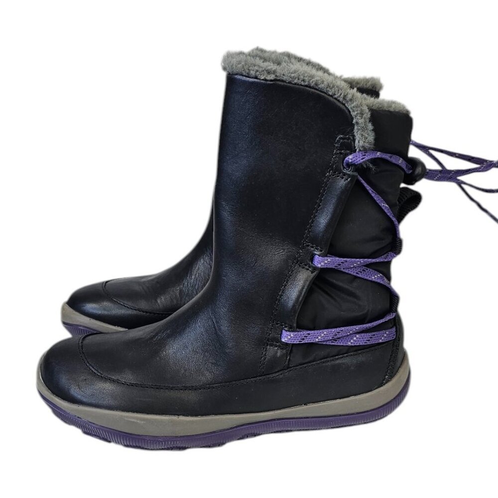 Camper x Goretex Womens Peu Pista Leather Boots, Black, Purple, Size 36 / US 6